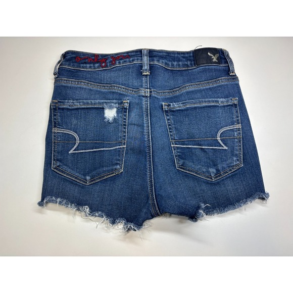 American Eagle Shorts Womens 4 Blue Hi-Rise Shortie Distressed Denim Zippers - Picture 2 of 9